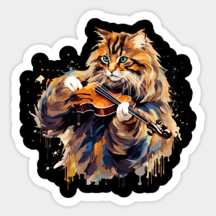 Maine Coon Cat Playing Violin Sticker